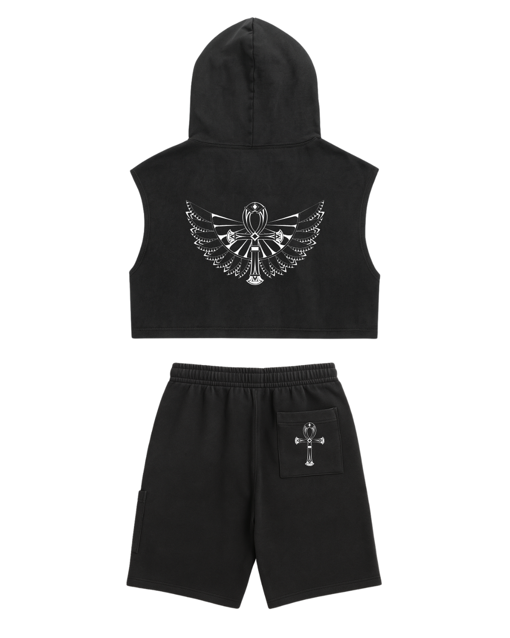 God is Love Black Hooded Crop Top Set (Pre-Order)