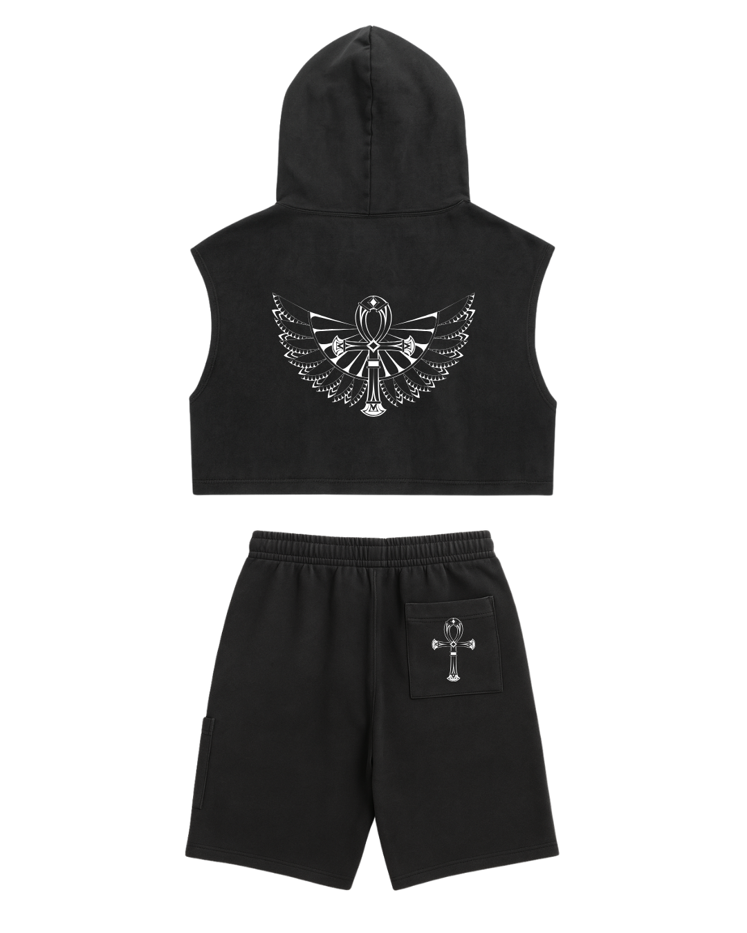 God is Love Black Hooded Crop Top Set (Pre-Order)