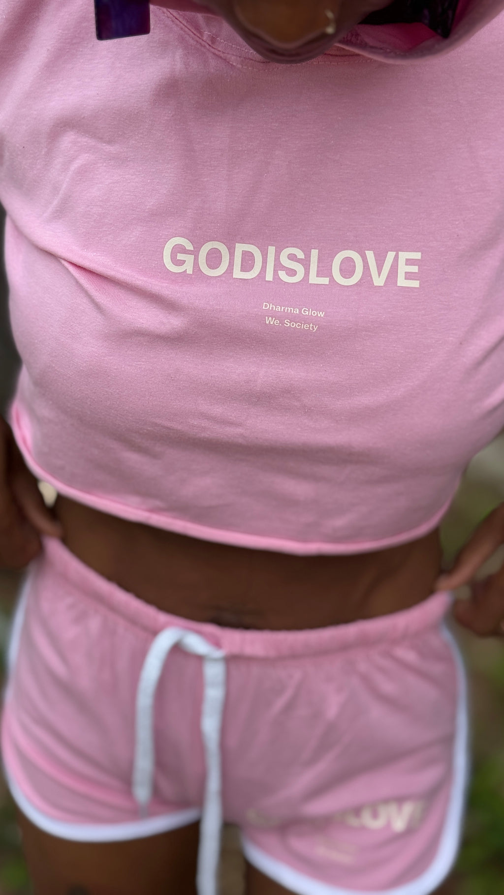 God is Love Pink Crop Top Set (Pre-Order)
