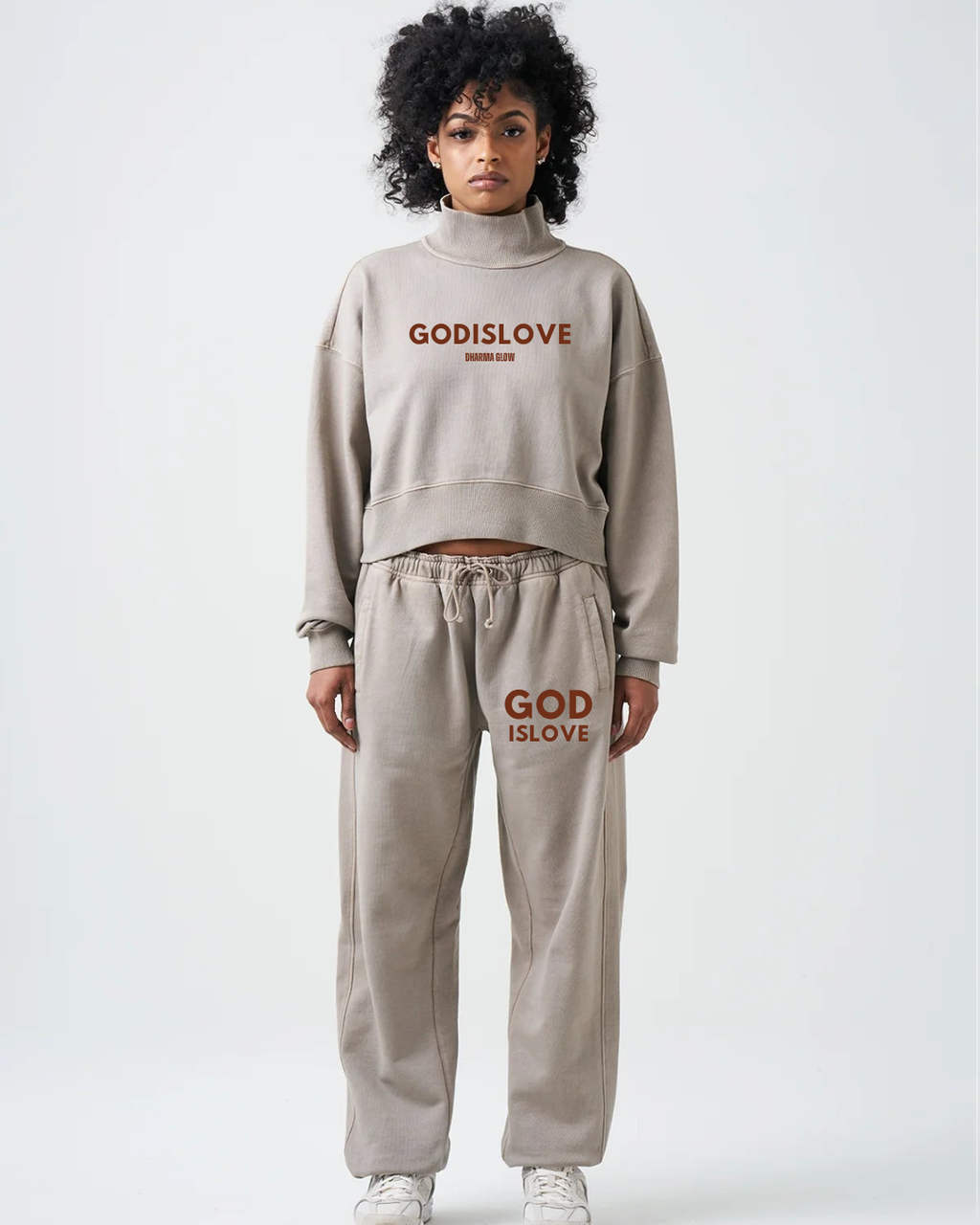 God is Love Tan Terry Turtleneck Set (Pre-Order)
